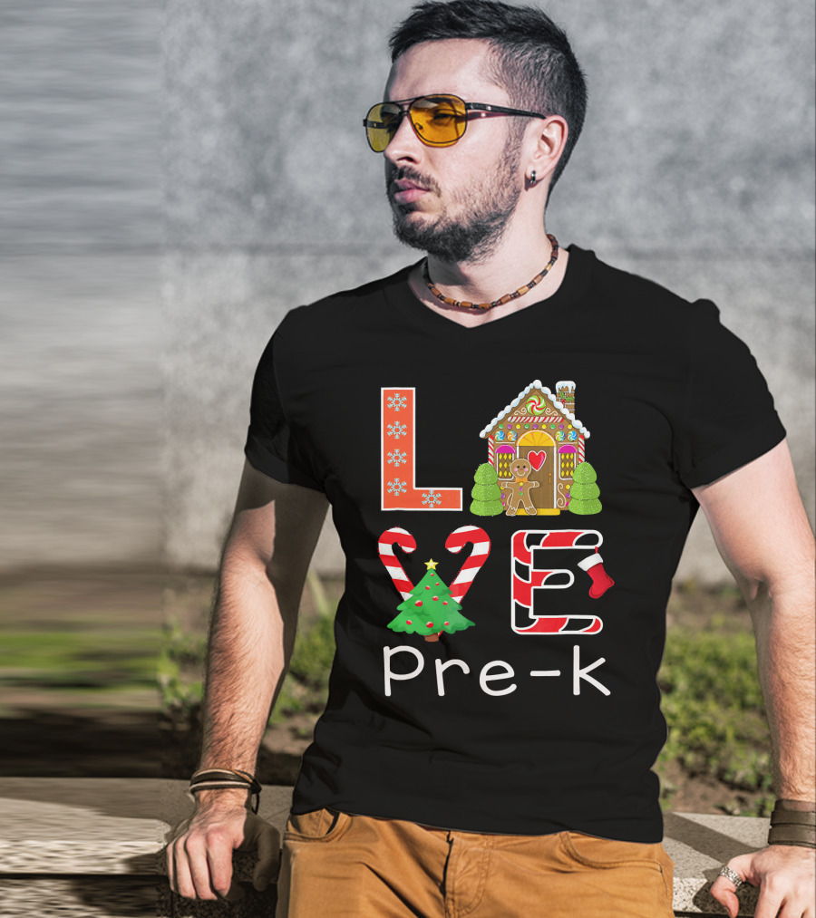 Love Pre-k Gingerbread Christmas Holiday Elements T-Shirt