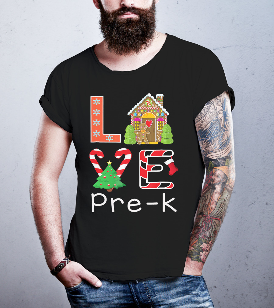 Love Pre-k Gingerbread Christmas Holiday Elements T-Shirt