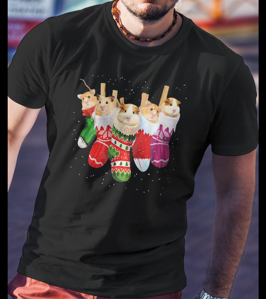 Hamster Holiday Cozy Stockings T-Shirt