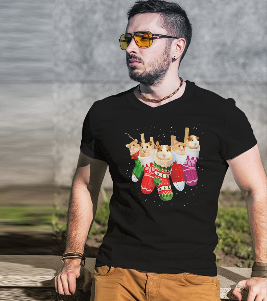Hamster Holiday Cozy Stockings T-Shirt