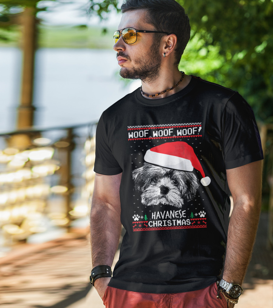 Woof Woof Woof Havanese Christmas T-Shirt
