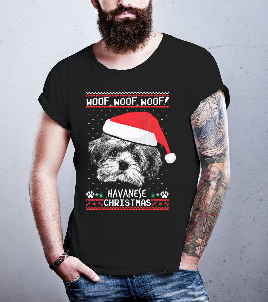 Woof Woof Woof Havanese Christmas T-Shirt