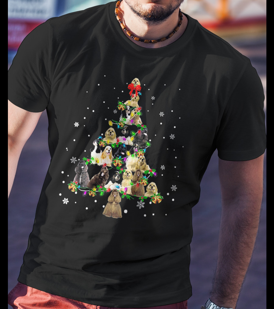 American Cocker Spaniel Christmas Tree Snowflakes T-Shirt
