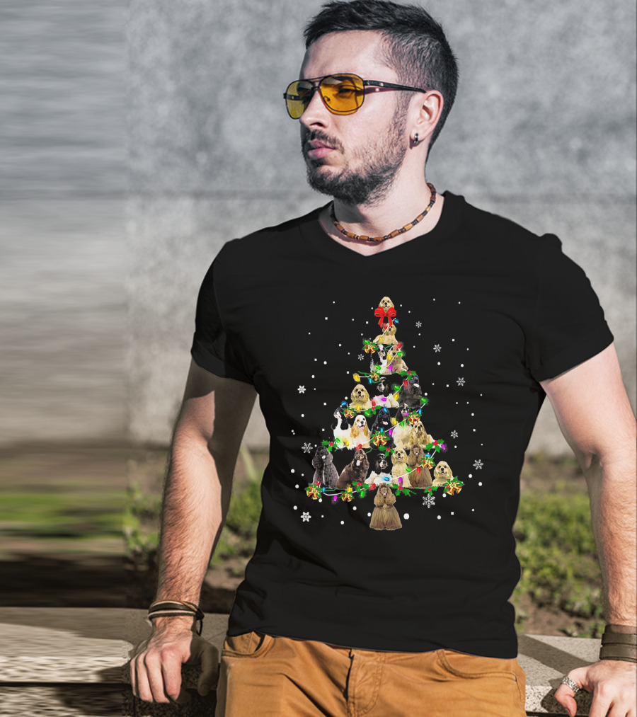American Cocker Spaniel Christmas Tree Snowflakes T-Shirt
