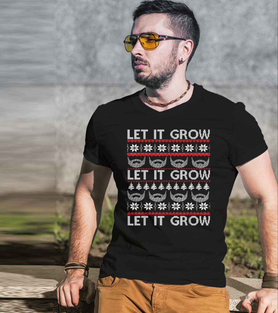 Let It Grow Beard Christmas T-Shirt