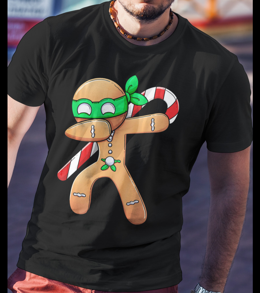 Christmas Boys Dabbing Gingerbread Ninja Candy Cane T-Shirt
