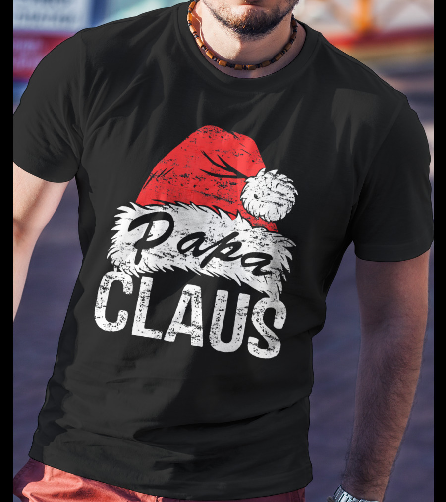 Papa Claus Matching Family Christmas Santa Hat T-Shirt
