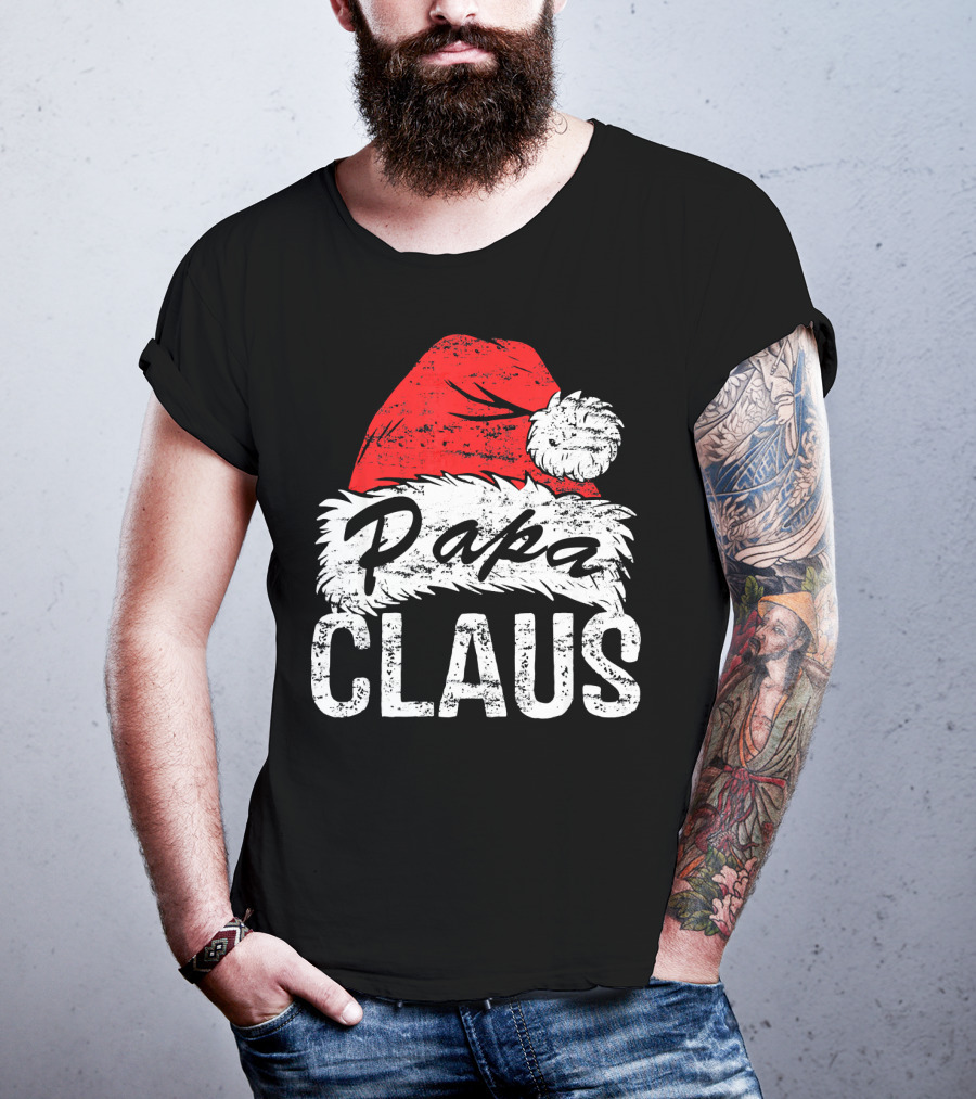 Papa Claus Matching Family Christmas Santa Hat T-Shirt