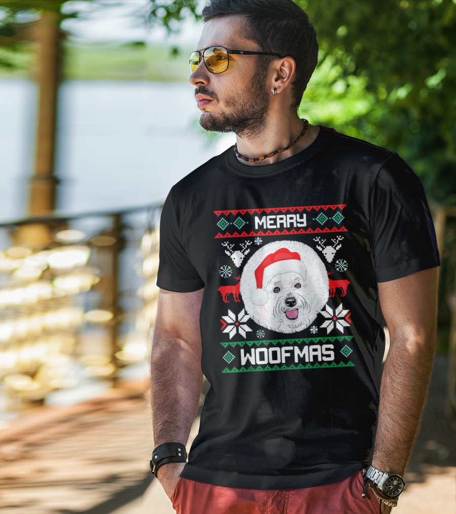 Merry Woofmas Bichon Frise Holiday T-Shirt