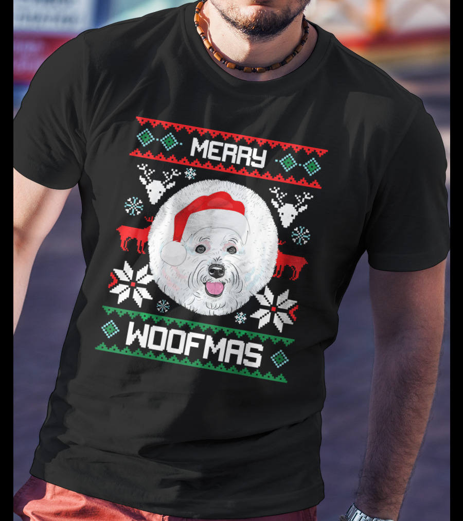 Merry Woofmas Bichon Frise Holiday T-Shirt