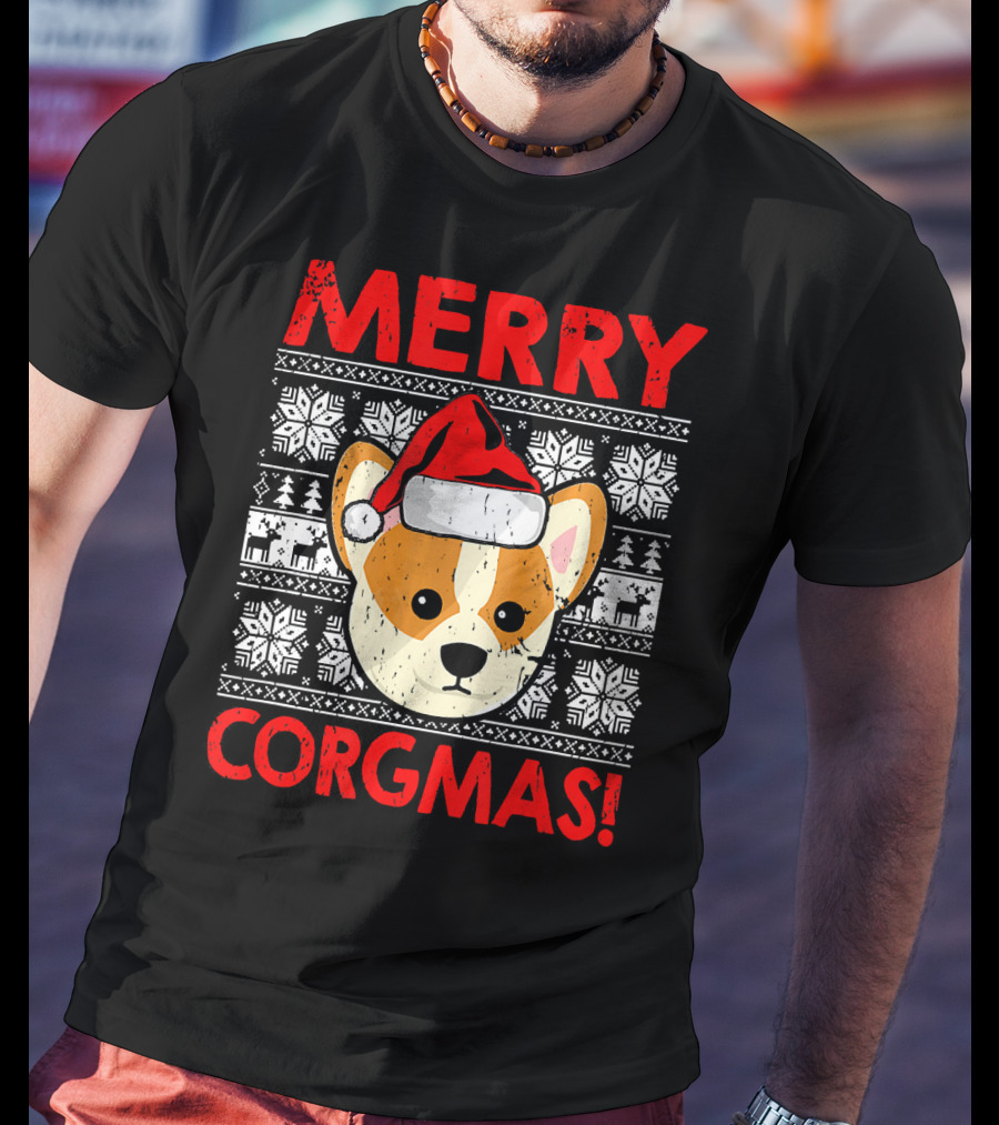 Merry Corgmas Funny Christmas Santa Corgi Dog T-Shirt