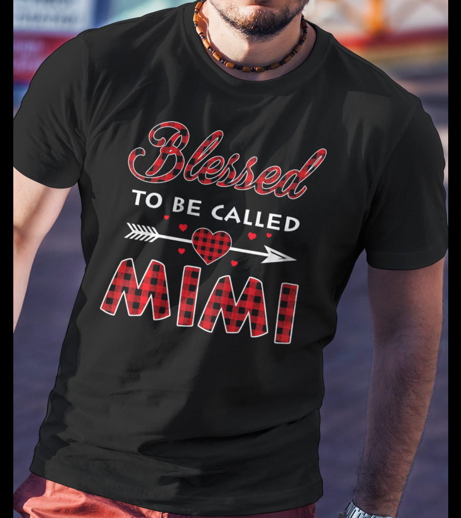 Blessed To Be Called Mimi Buffalo Plaid Heart Arrow T-Shirt