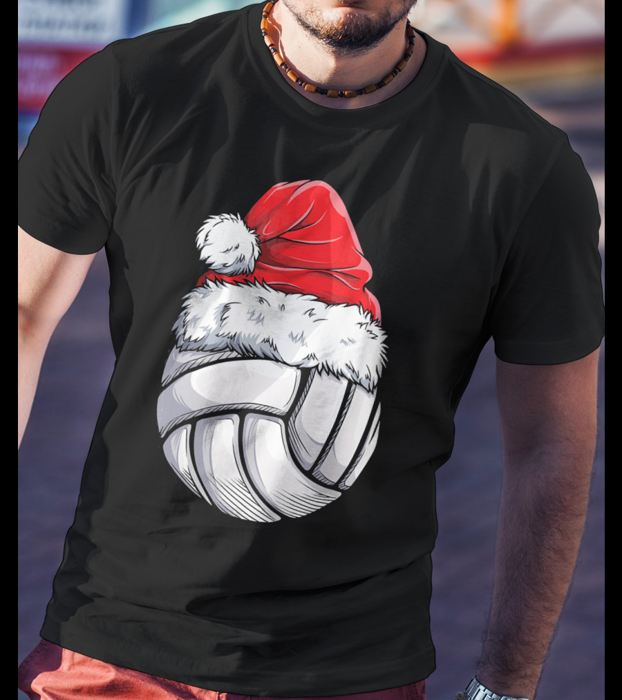 Volleyball Santa Hat Christmas Ball T-Shirt