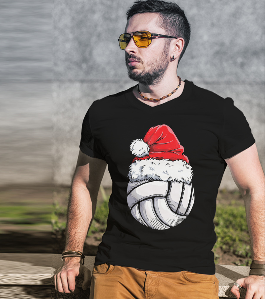 Volleyball Santa Hat Christmas Ball T-Shirt