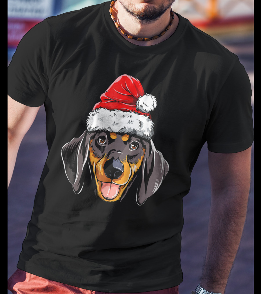 Dachshund Santa Hat Festive Dog Christmas T-Shirt