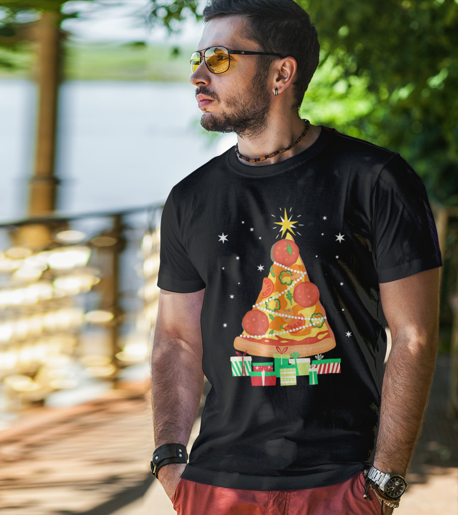 Pizza Christmas Tree Slice Festive Gifts T-Shirt