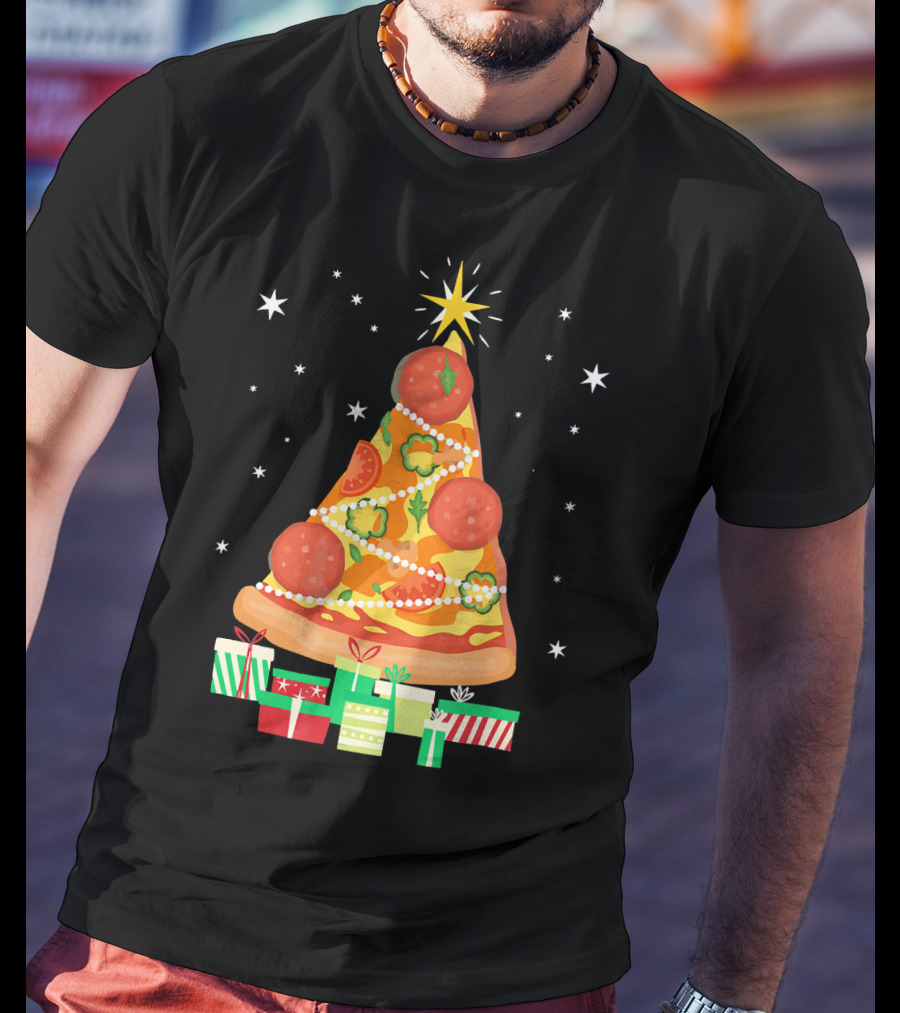 Pizza Christmas Tree Slice Festive Gifts T-Shirt