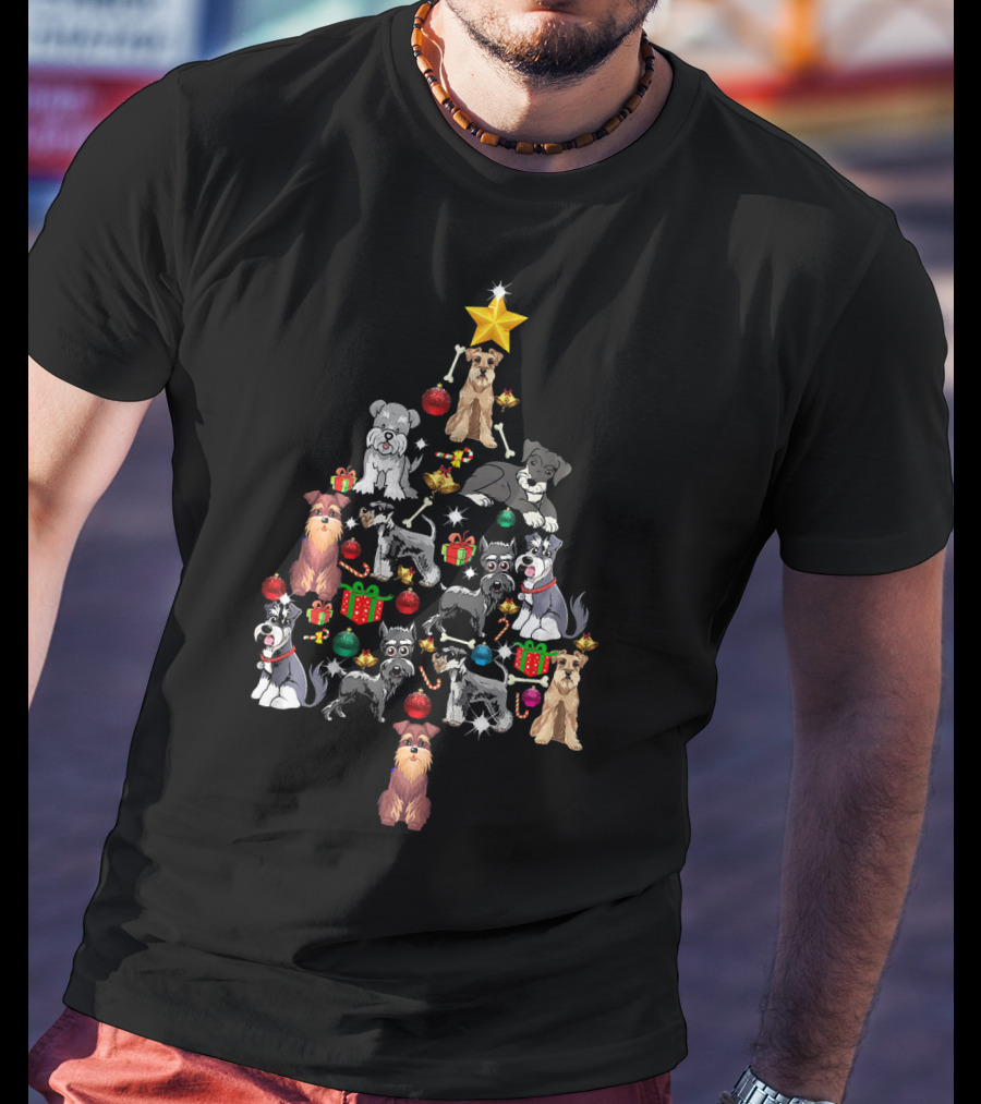 Schnauzer Christmas Tree Star Ornaments Gifts T-Shirt