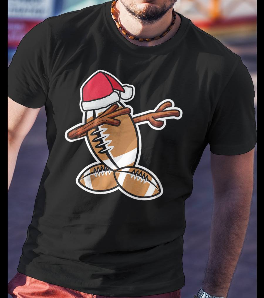 Dabbing Christmas Football Snowman T-Shirt