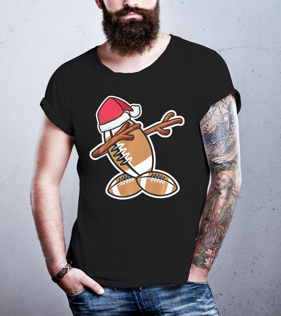 Dabbing Christmas Football Snowman T-Shirt