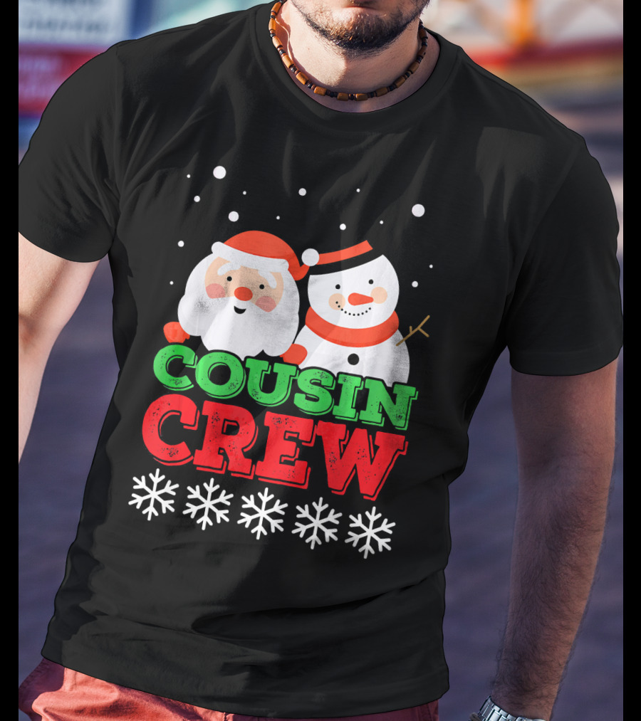 Cousin Crew Santa Snowman Christmas Party Snowflakes T-Shirt