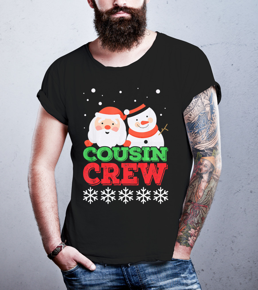 Cousin Crew Santa Snowman Christmas Party Snowflakes T-Shirt
