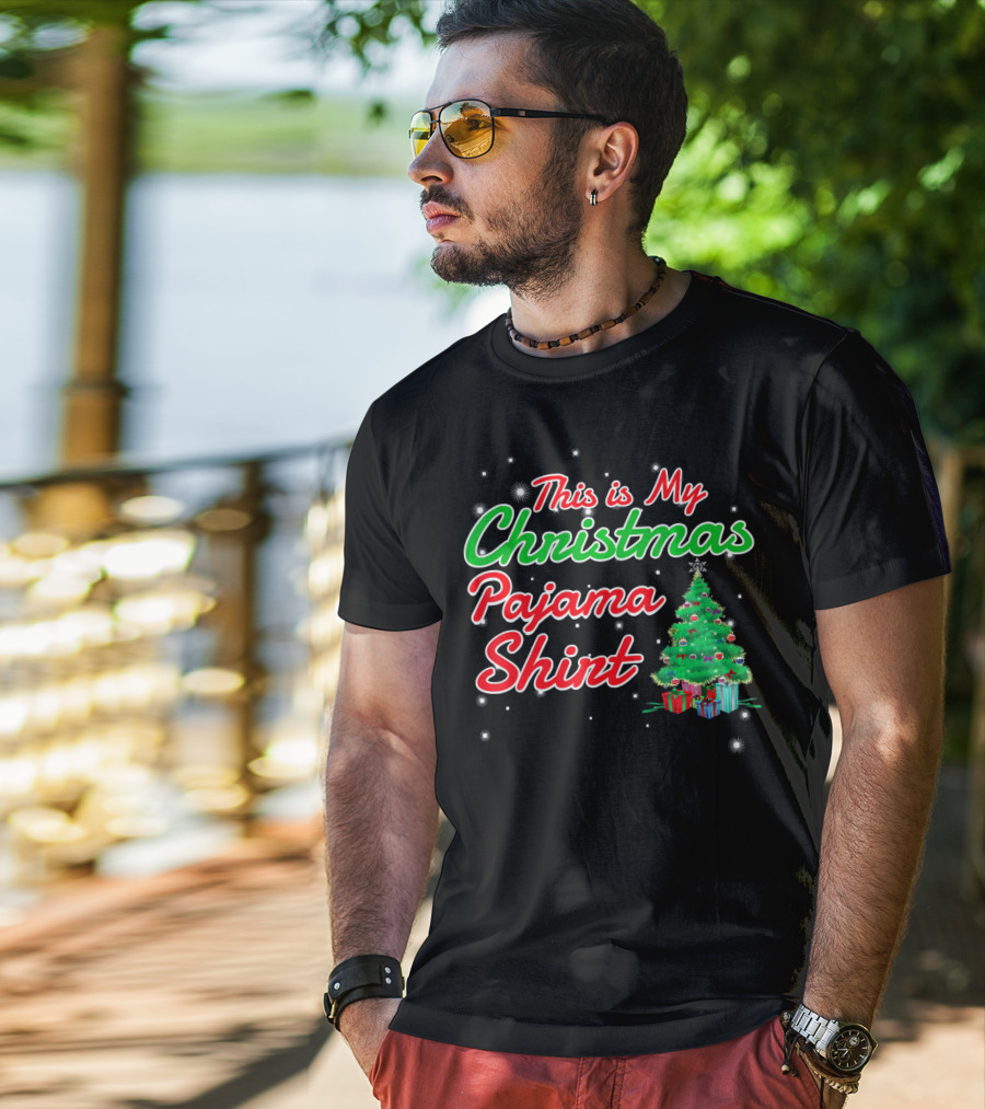 This Is My Christmas Pajama Shirt Holiday Tree Matching Family T-Shirt