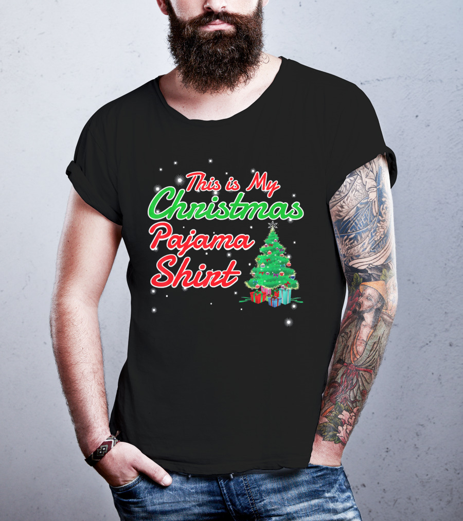 This Is My Christmas Pajama Shirt Holiday Tree Matching Family T-Shirt