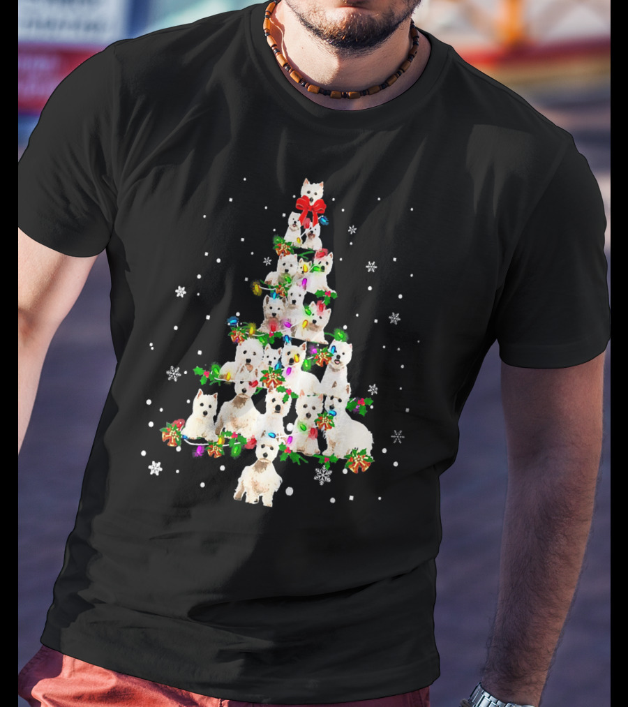 Cute West Highland White Terrier Dogs Christmas Tree T-Shirt