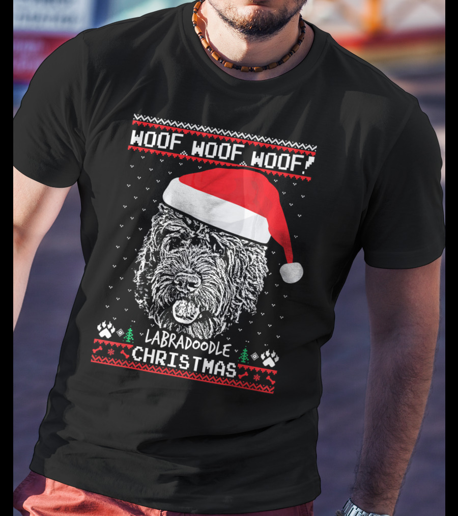 Woof Woof Woof Labradoodle Christmas T-Shirt