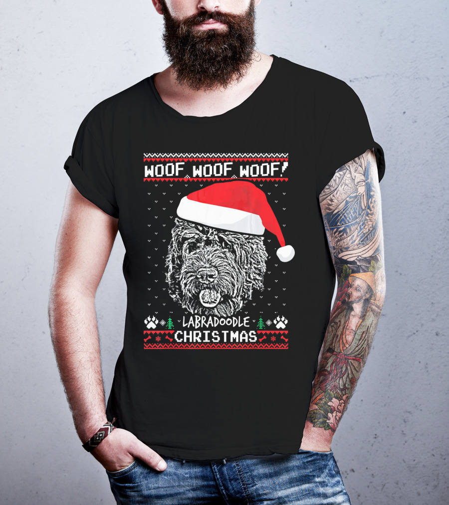 Woof Woof Woof Labradoodle Christmas T-Shirt