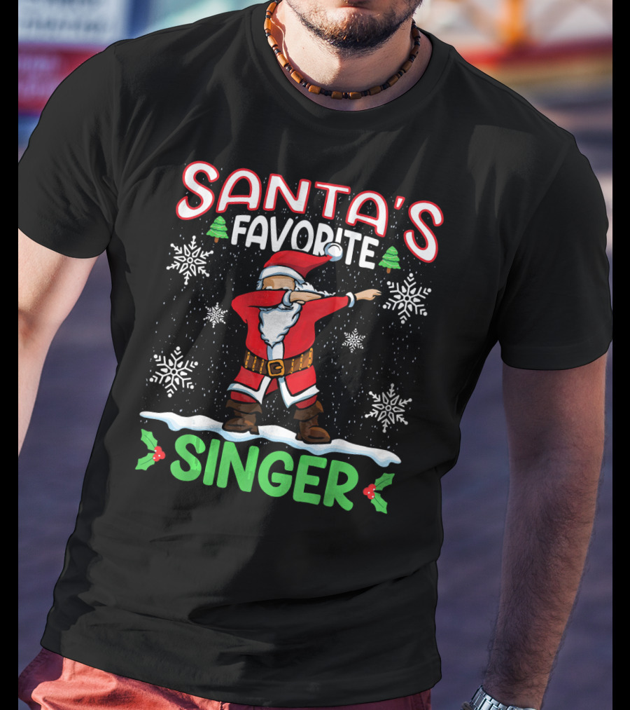 Santa's Favorite Singer Dab Christmas Snowflakes T-Shirt