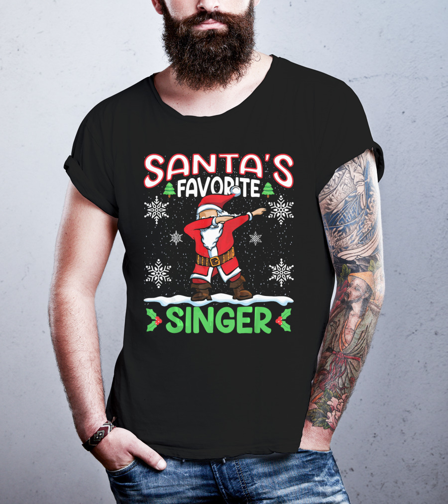 Santa's Favorite Singer Dab Christmas Snowflakes T-Shirt