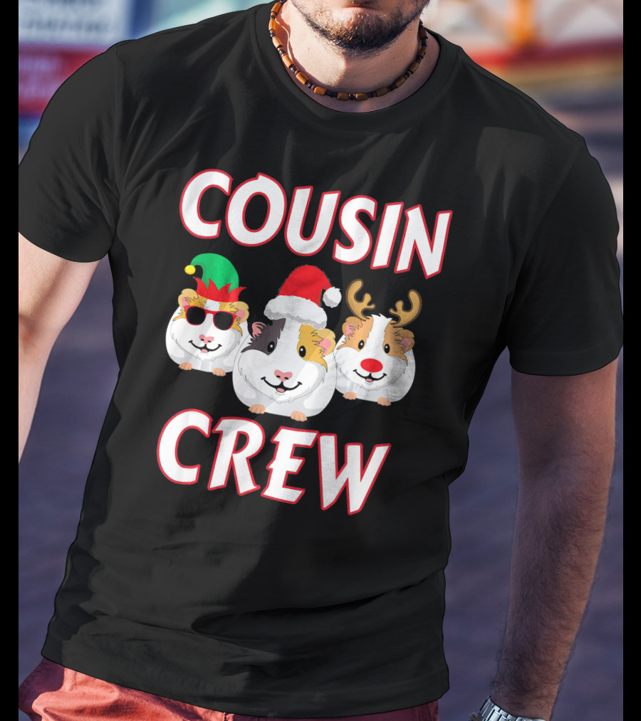 Cousin Crew Guinea Pig Christmas Holiday Reindeer Elves T-Shirt