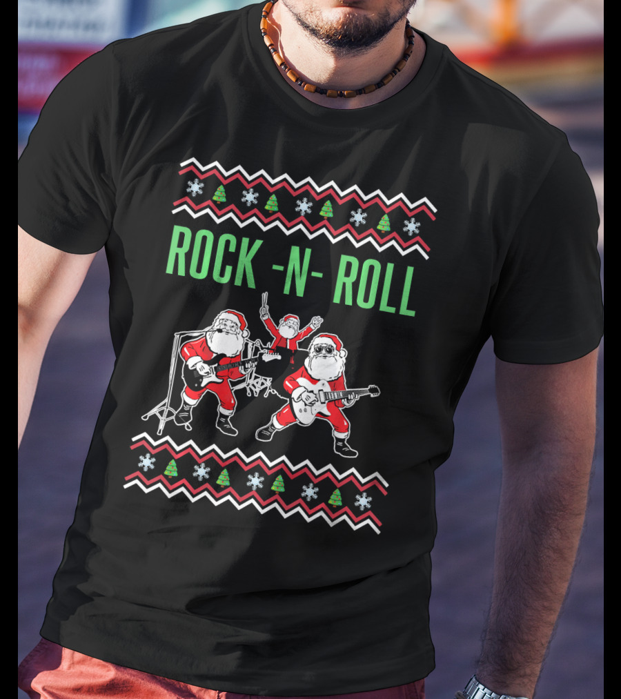 Rock N Roll Christmas Santa Rocks Festive Band Αντίγραφo T-Shirt