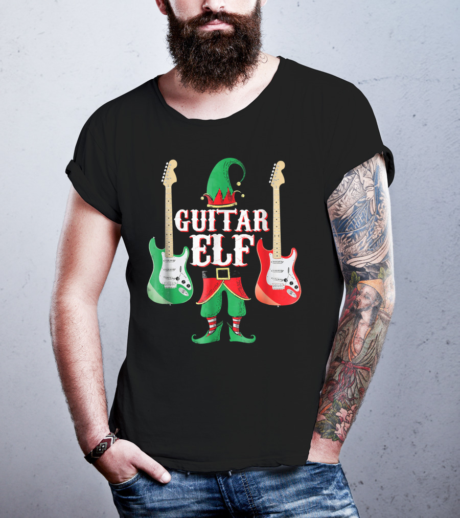 Guitar Elf With Red And Green Electric Guitars T-Shirt