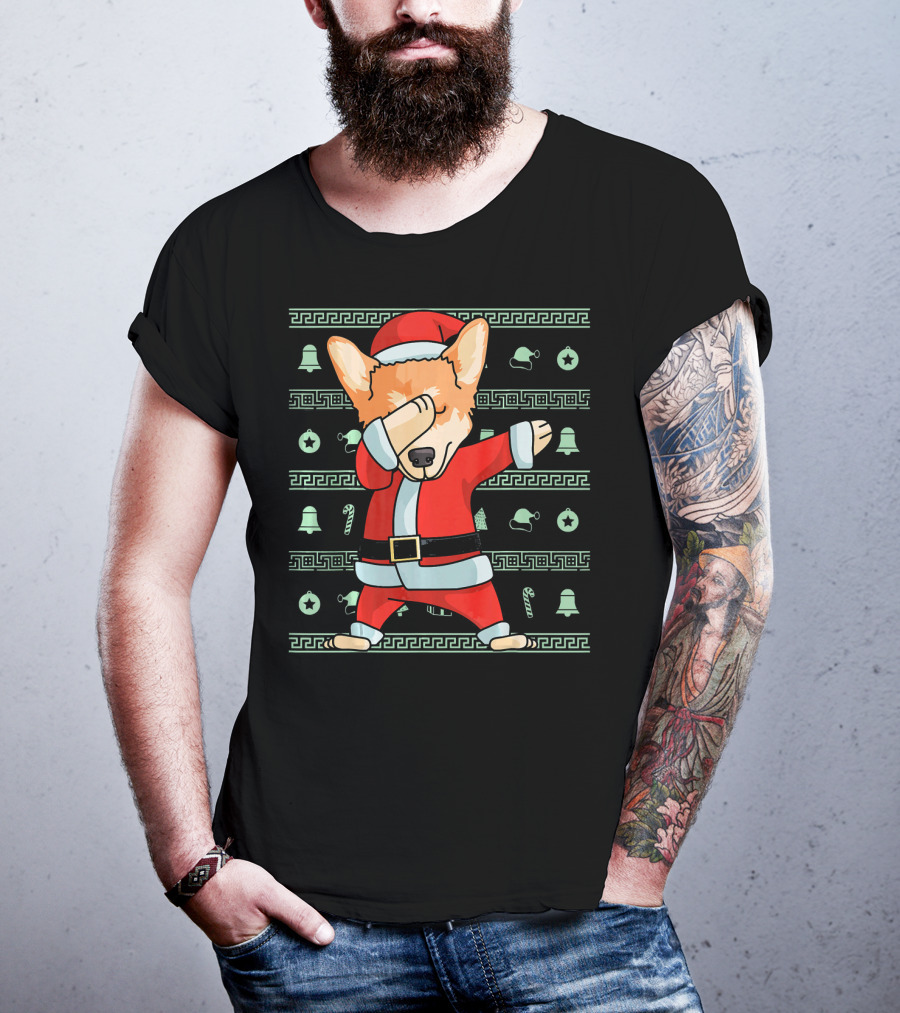 Corgi Santa Dabbing Christmas T-Shirt