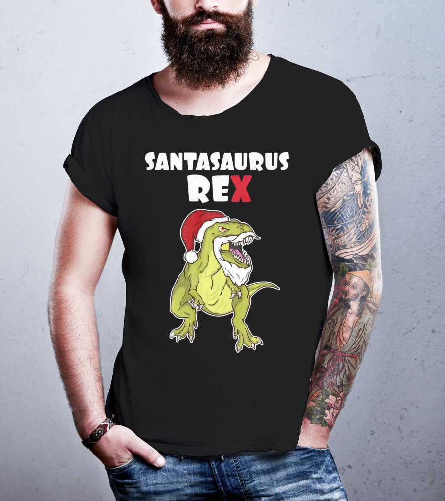 Santasaurus Rex Christmas Dinosaur Santa T-Shirt