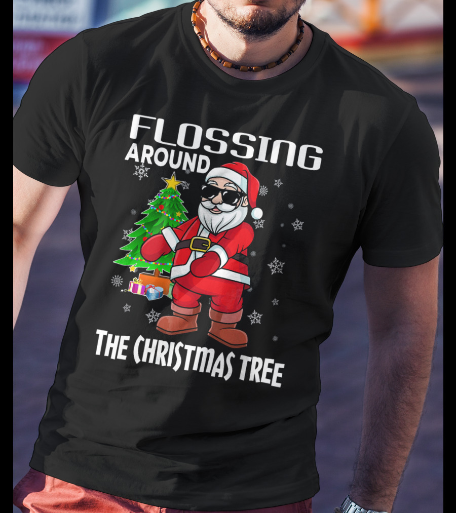 Flossing Around The Christmas Tree Santa Dance T-Shirt