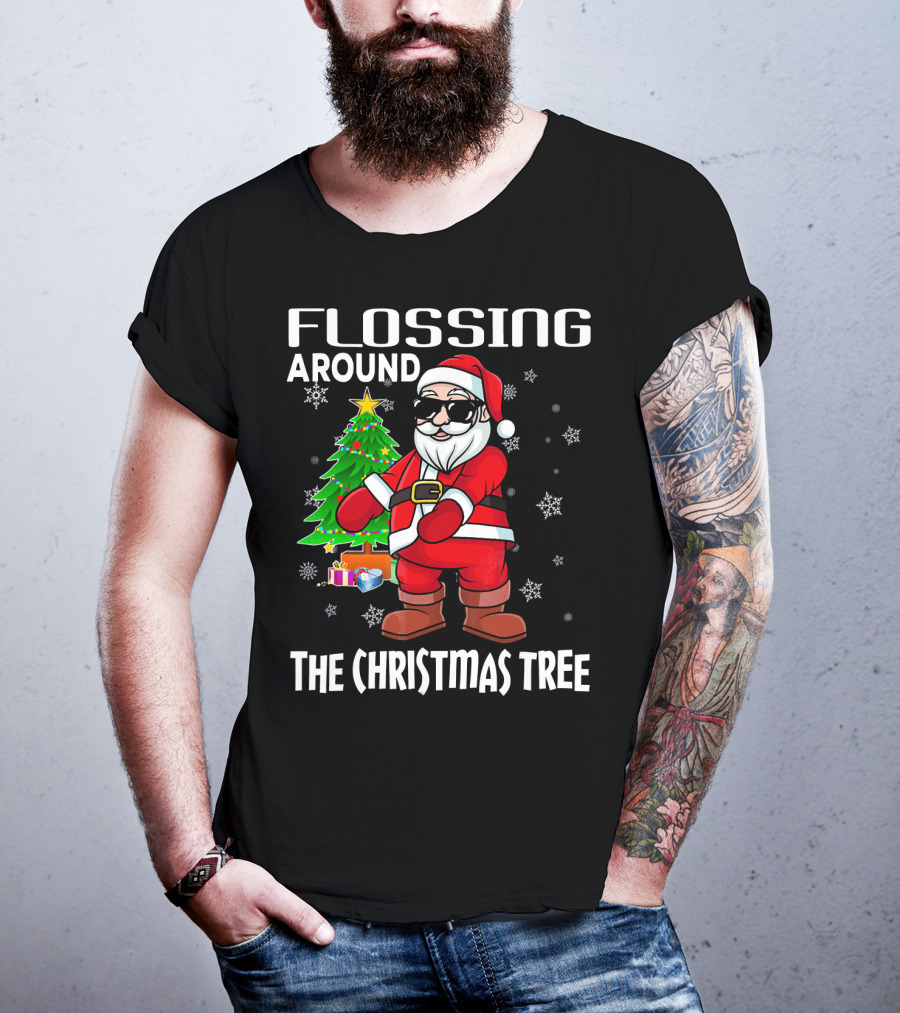 Flossing Around The Christmas Tree Santa Dance T-Shirt
