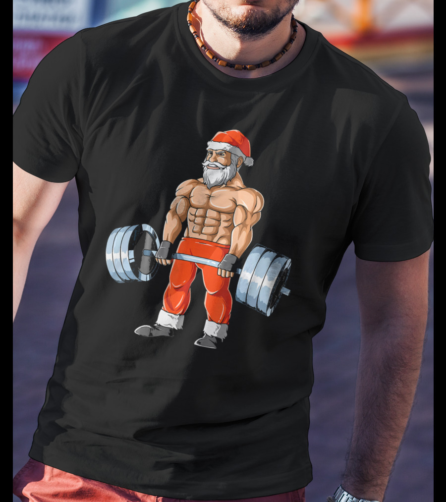 Weightlifting Santa Christmas Deadlift Fitness Santa Claus T-Shirt