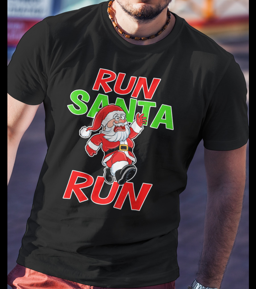 Run Santa Run Christmas Running Santa T-Shirt