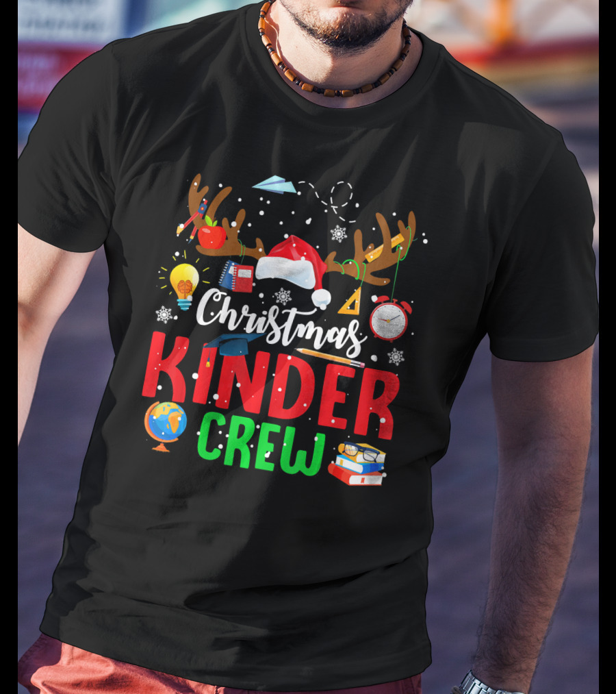 Christmas Kinder Crew Reindeer Holiday School Fun T-Shirt