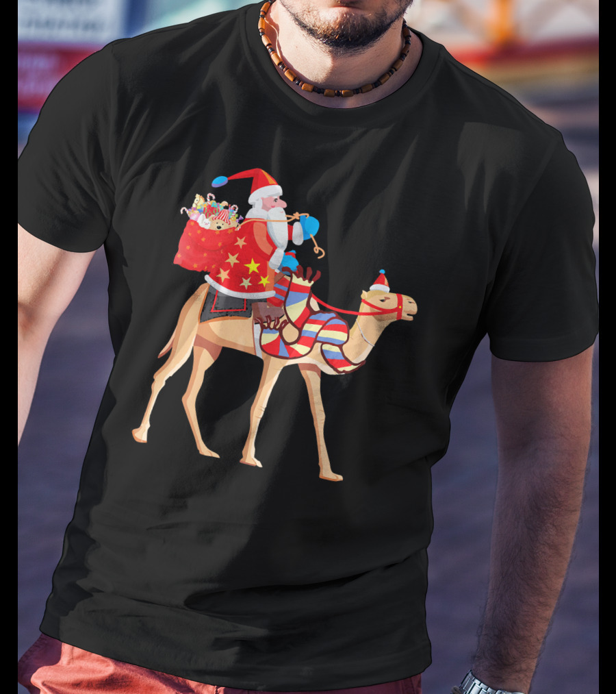 Santa Riding Camel Festive Christmas Adventure T-Shirt