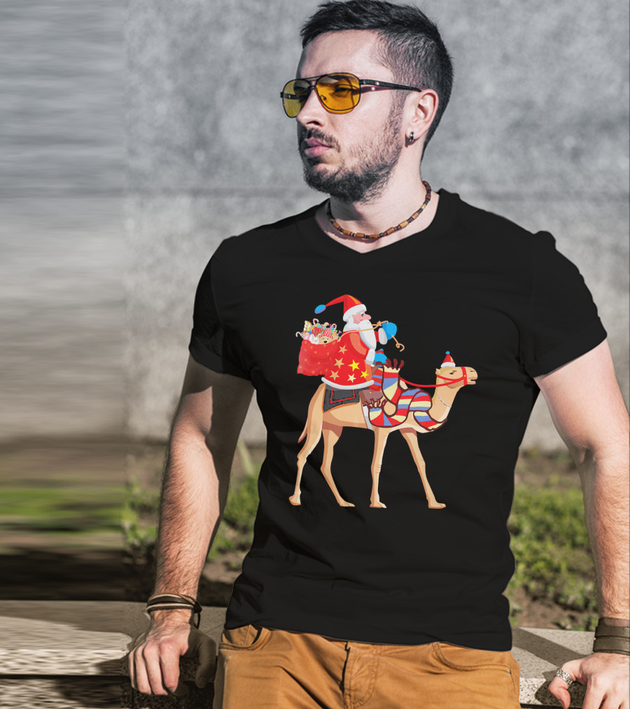 Santa Riding Camel Festive Christmas Adventure T-Shirt