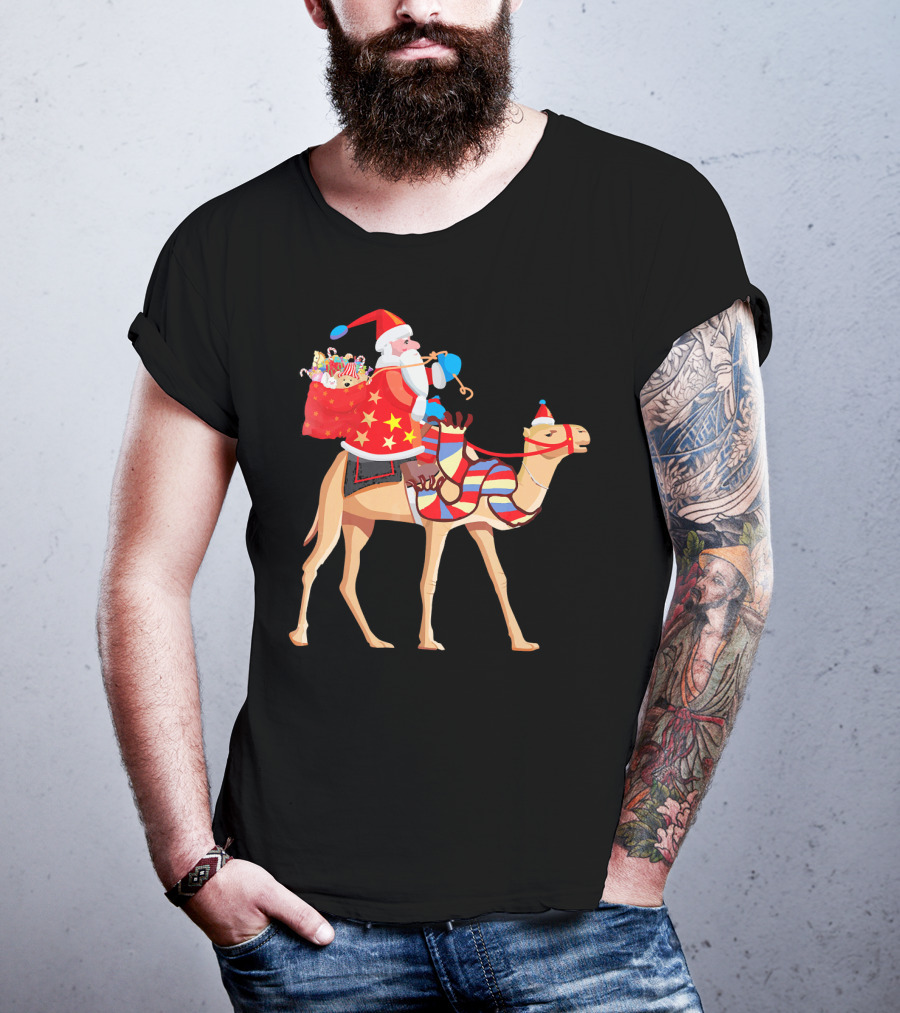 Santa Riding Camel Festive Christmas Adventure T-Shirt