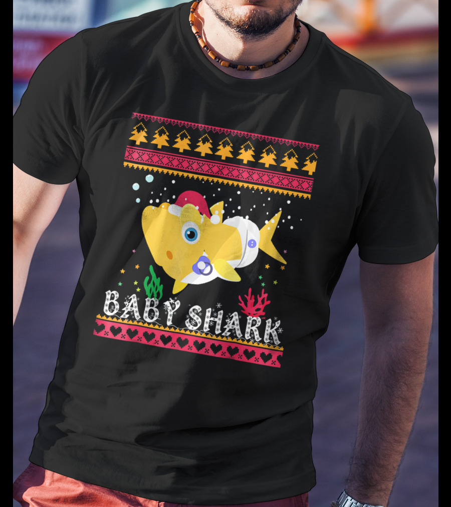 Baby Shark Santa Hat Christmas T-Shirt
