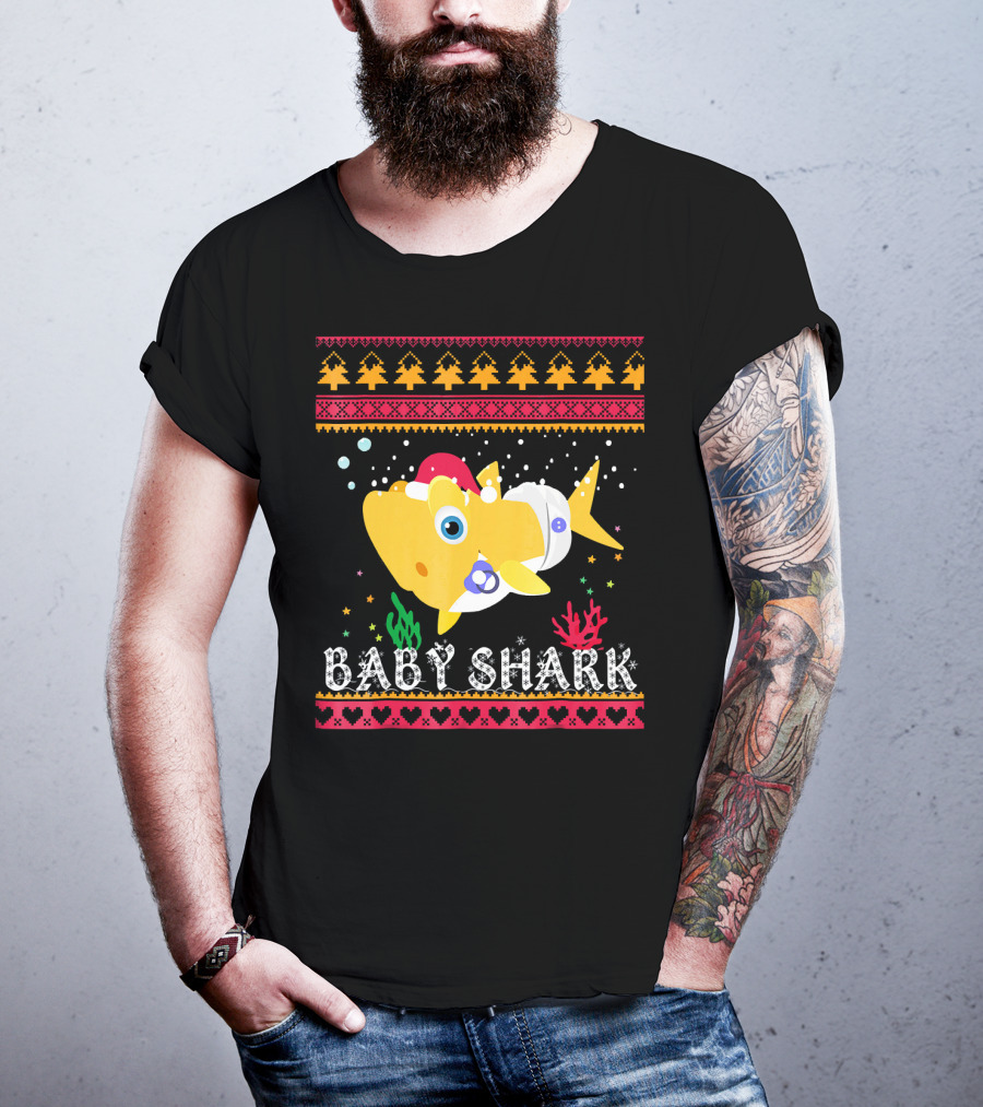 Baby Shark Santa Hat Christmas T-Shirt