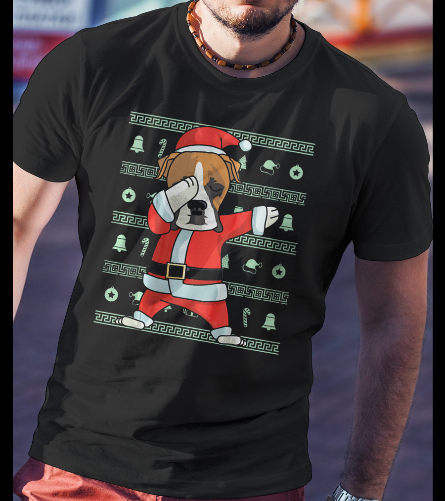 Santa Dabbing Boxer Dog Christmas T-Shirt