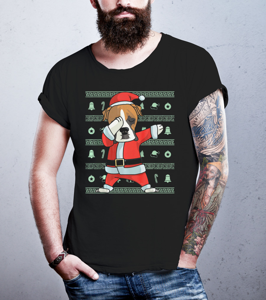 Santa Dabbing Boxer Dog Christmas T-Shirt